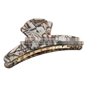 TORTOISE SHELL CELLULOSE ACETATE CLASSIC JAW CLIP WITH METAL TOOTH thumbnail-2