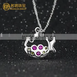 Hot Sale Popular Fish Jewelry With Colorful Gemstones Necklace Pendants thumbnail-1