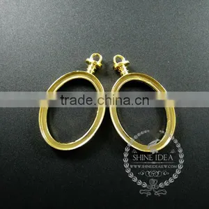 30x40mm Gold Plated Alloy Oval Pendant Charm DIY Bezel Setting Glass Tray Jewelry Supplies 1850258 thumbnail-1