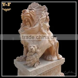 Hand-carved Marble Lion Statues thumbnail-1