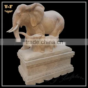 Hand-carved Marble Elephant Animal Statues Sculpture thumbnail-1