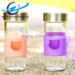 Cute Cat Shape Short Glass Bottle Silicone Cup Sleeve thumbnail-1
