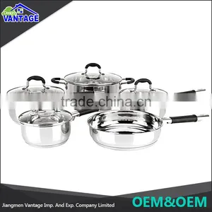 Eco-friendly 10 Pcs Surgical Steel Cookware Sets With Silicone Handle and Knob thumbnail-3