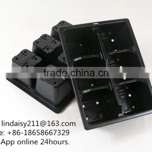 8 Cell Small Black Plastic Seed Tray Insert Trays, Stock MOQ 10000pcs thumbnail-1