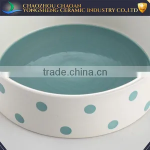 Light-blue Handpainted Ceramic Pet Bowl thumbnail-2