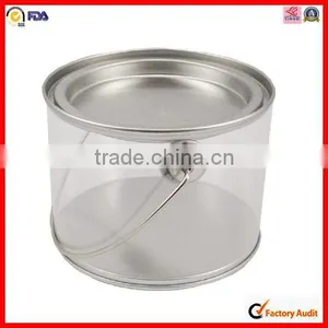 Round and Handle Hot Sale Metal Pvc Transparent Tin Box thumbnail-1