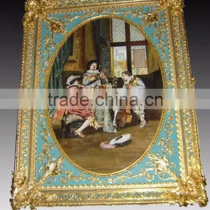 Luxury European Gold Plated Copper Mounted Ceramic Art Fresco thumbnail-2