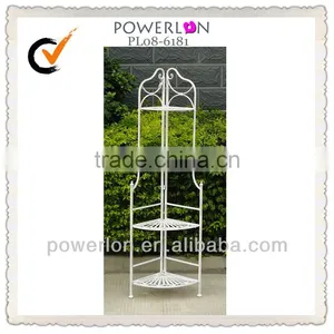 4-tiers Corner Metal Planter Shelf Antique White Color thumbnail-1