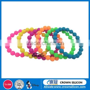 Free Sample!!colourful Silicone Bead Bracelet, Cheap Custom Silicone Bead Wristband, Silicone Rubber Ball Bracelet Band thumbnail-1