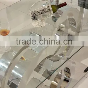 TH286-1 Modern Temperen Glass Stainless Steel Legs Dining Table thumbnail-3