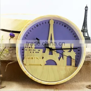Bedroom/Living Room Tower Design Imitation Wooden Wall Clock, Decorative 10 Inch Mute Fasion Wall Clock For Wholesale thumbnail-4