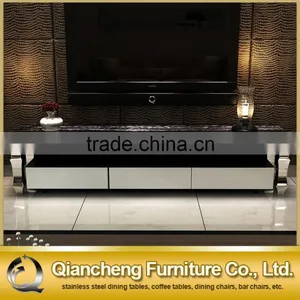 Modern Remote Controlled tv Stand Golden With Marble thumbnail-2