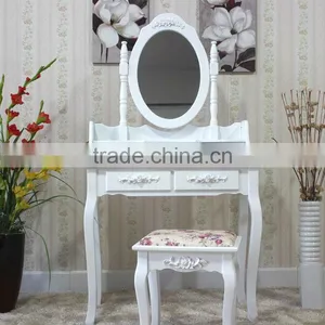 French Style Dressing Table /NEW WHITE DRESSING ROOM TABLE WITH MIRROR AND STOOL BEDROOM DESK HAIR MAKE UP thumbnail-1