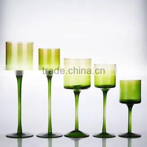 Wholesale Cheap 5pcs Tall Red Glass Candle Holders thumbnail-2