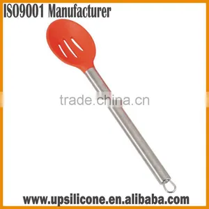 Silicone Draining Spoon With Stainless Steel Handle thumbnail-1