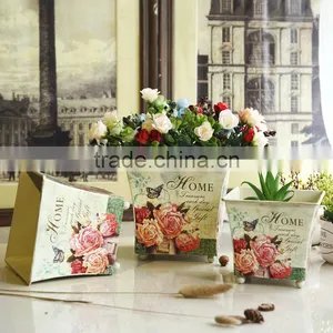 Vintage 2016 Popular in Europe Square Metal Flower Planter Pot thumbnail-1
