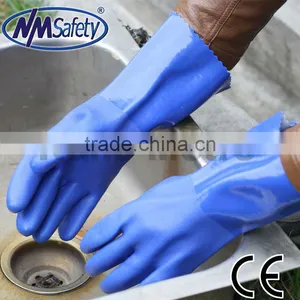 NMSAFETY Long Cuff Cotton PVC Work Gloves Hand Glove Gauntlet Glove thumbnail-1