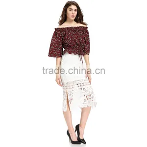 Domin Fashion Latest Printing off Shoulder Top thumbnail-5