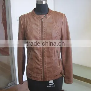 Punk Rock PU Leather Jacket Women Tops Faux Leather Autumn Coat Slim Orange Jackets Outwear Women Top 2015 Faux Leather Jacket thumbnail-1