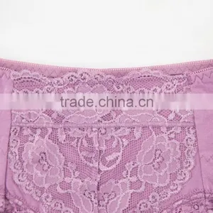Purple Cheapest 95% Cotton 5% Spandex With Lace Sexy Fancy Woman Underwear thumbnail-3