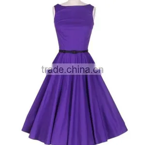 Walson Instyles Wholesale Womens Retro Audrey Hepburn Swing Dress 50s Rockabilly Party Dress Boat Neck thumbnail-5