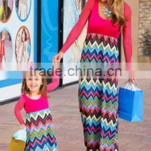 Long Sleeve Family Clothes Mother Daughter Dresses Womens Kids Girls Dress thumbnail-1