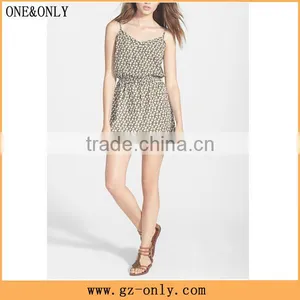 Relaxed Women Racquet Patterned Tunic Dress Spaghetti Straps Print Dress D0094 thumbnail-1