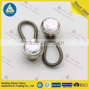 10mm Diameter Professional Metal Button Shirt Extenders With Spring and Pure White Diamond Studded thumbnail-1