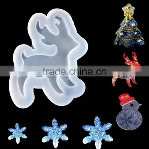 Custom Shape Christmas Reindeer Snowflake Snowman Snowflake Tree White Silicone Resin Mold For Jewelry Making DIY thumbnail-1