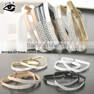 4 Colors Leather Shoelace With Rhinestone Decorated Shoe Straps for Heels thumbnail-2