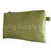 Gold Woven Veins Leatheroid Wallet Bag, Fabric Carrier Bags With Leather Loop thumbnail-1