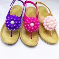 Outdoor Beach Open-toed Women Footwear Breathable Flowers PVC Flat Lady Sandals thumbnail-1