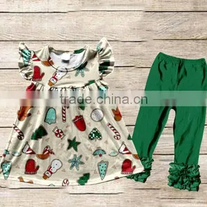 Wholesale Boutique Children Clothing Ruffle Baby Christmas Style Clothing Girls Fall Clothes thumbnail-1