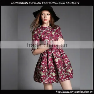 Women A Line Short Sleeve Lace Dress Fabric Embroidery Mini Dress With Pattern thumbnail-1