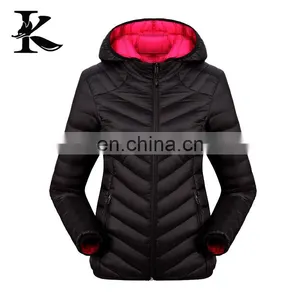 Fashion Women Dark Blue Lightweight Down Jacket With Hood thumbnail-2