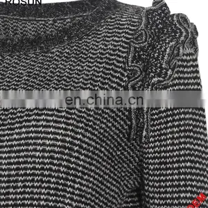 China Factory Dark Grey Long Sleeves Pleated Pullover Sweater thumbnail-6