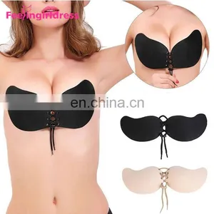 New Style Self Adhesive Black Nylon Strapless Backless Bra thumbnail-4