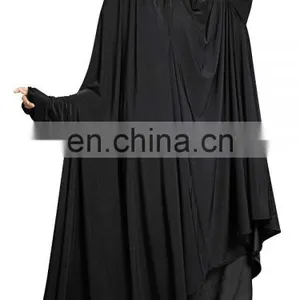 2017 Women's Plain Black Color Arabic Style Chaderi Burkha (Stretchable) thumbnail-3