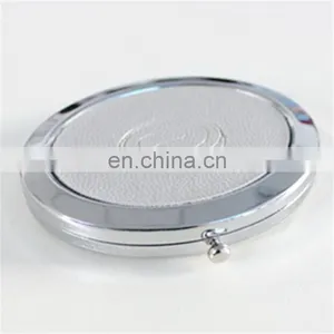 Hot Cheap Design Logo Yes Foldable Pocket Makeup Compact Mirrors With Leather Surface Wholesale thumbnail-2