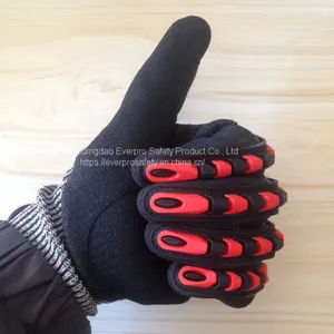 Anti Impact & Cut 13G HPPE Liner Nitrile Sandy Coated TPR Oilfield Impact Gloves thumbnail-2