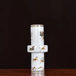 New Chinese Modern Simple Light Luxury Electroplate Ceramic Vase For Showroom TV Bench Decor thumbnail-4
