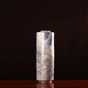 Wood Gild Light Luxury Simple Elegant Ceramic Vase For Hallway TV Bench Decor thumbnail-3