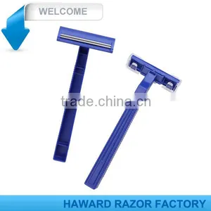 D210 Brand Light Blue Plastic Handle Twin Razor Blade thumbnail-1
