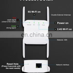 Wifi Extender 5GHz Signal Amplifier 802.11N Wifi Booster 1200Mbps Wifi Repeater With US/EU Plug thumbnail-5