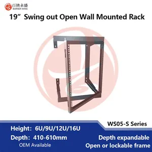 Factory Manufacturing 2post Wall Mount Open Frame Swing Out Network Racks 19