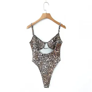 European and American Retro Style Hot Girl Sexy Leopard Print One-body Top Pure Desire Elastic Tight Inner Tight Bottom T-shirt thumbnail-2