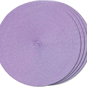 Purple 4 Table Mats for Dining Kitchen Tables Decorations Natural Woven Heat Resistant Place Mats 15 Inch Trivets for Hot Pots and Pans thumbnail-1