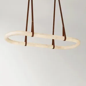 Oval Alabaster Ring Pendant – Leather Strap Integrated LED thumbnail-4
