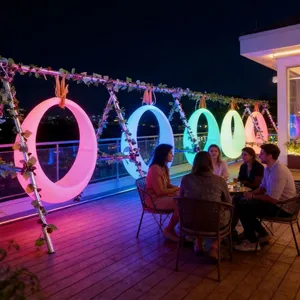 Outdoor Garden Patio Furniture Decoration 16 Colors Change Rechargeable Luminous Led Seesaw Led Illuminated Outdoor Swing Chair thumbnail-5