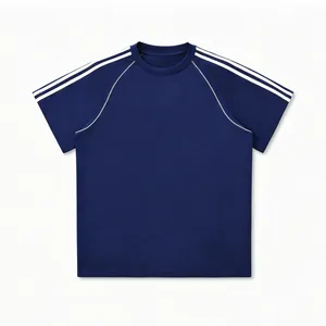Sport Stripe Short-sleeved T-shirt With Color-block Design for Men thumbnail-3